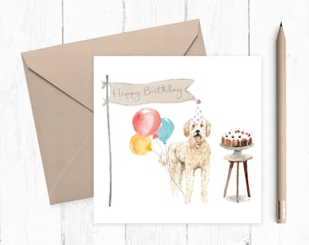 Golden Doodle Birthday Card - goldendoodle card - goldendoodle - labradoodle card