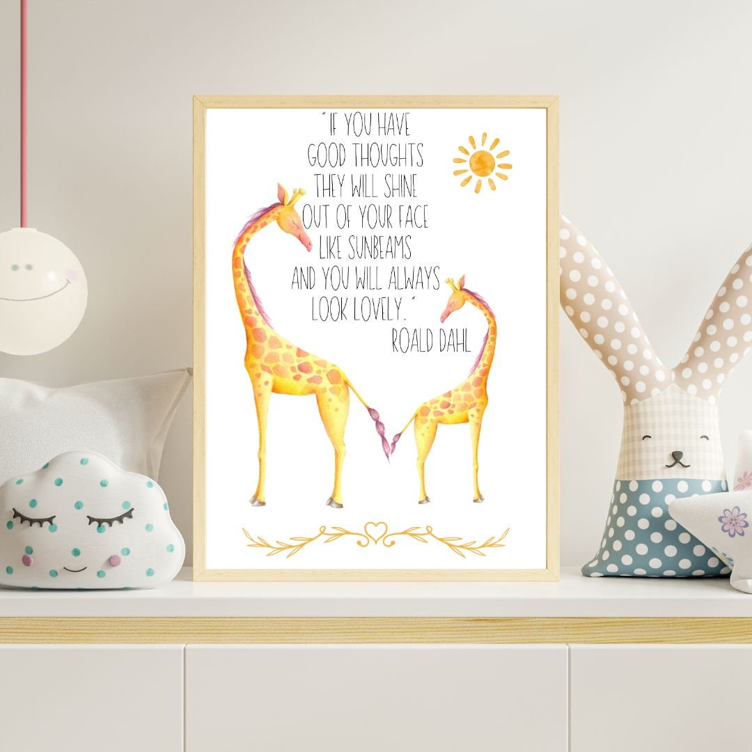 Roald Dahl Giraffe Art Print Christening Gift Giraffe Print Roald Dahl ...