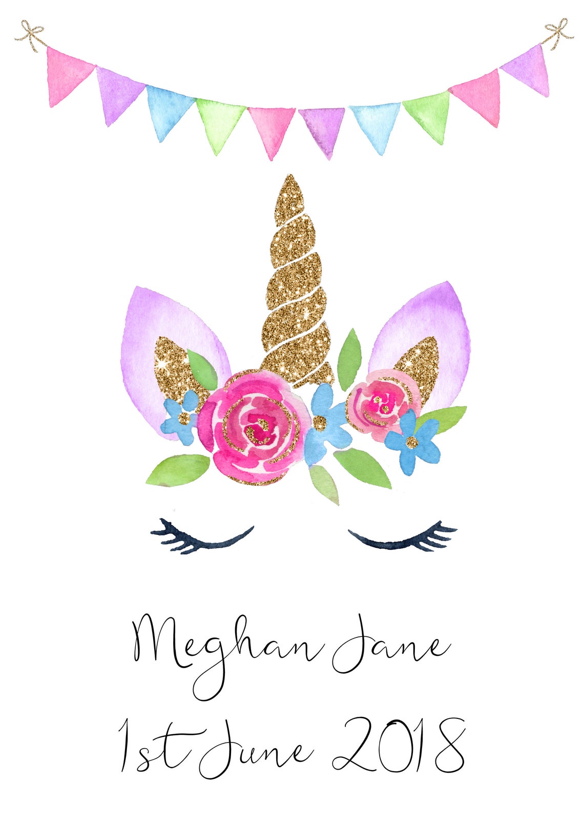 Personalised Unicorn Print | Etsy