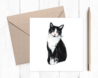 Black and White Cat Birthday Card