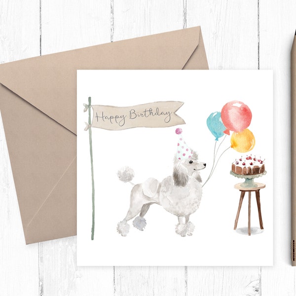 Carte d'anniversaire caniche