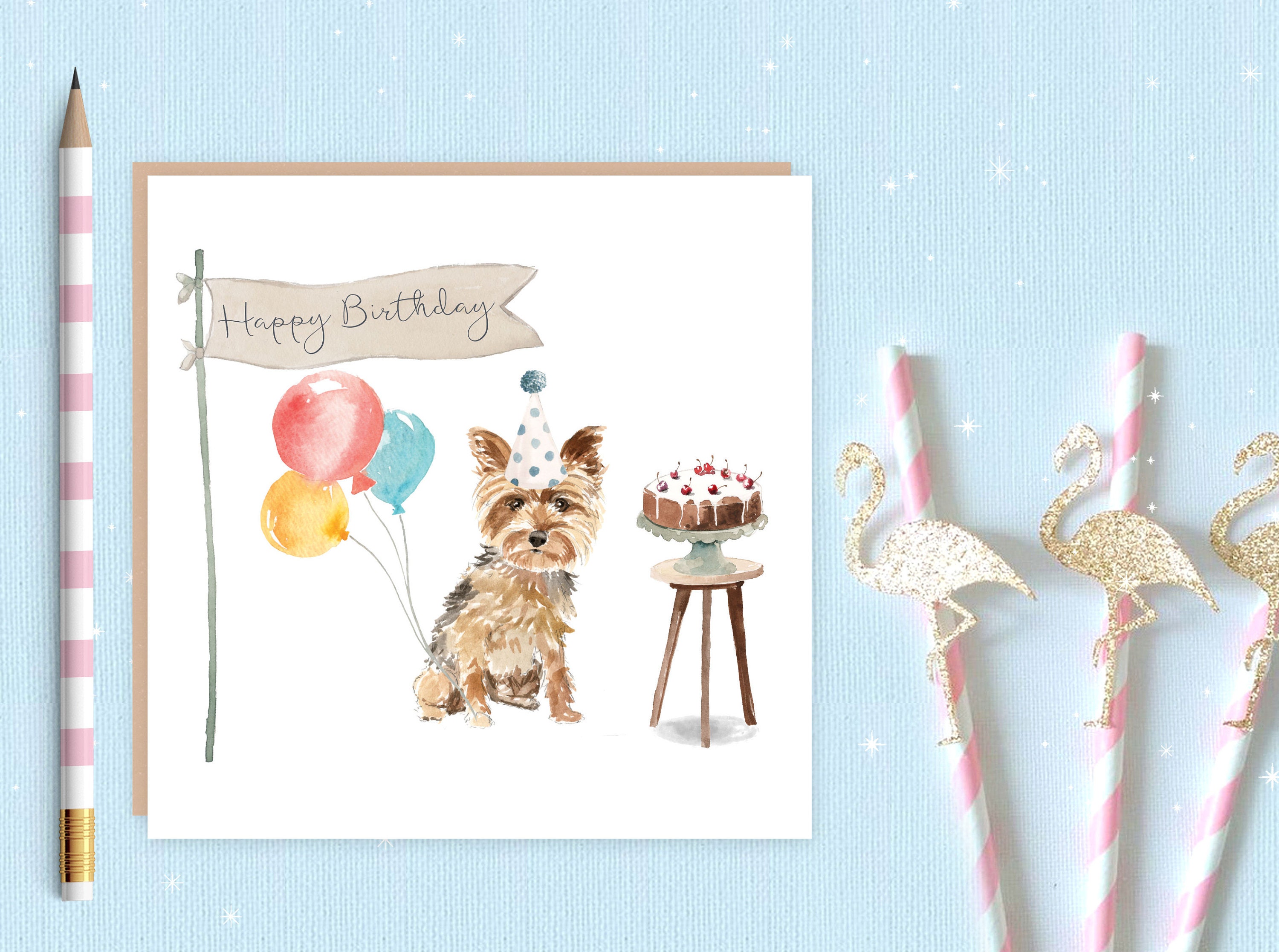 Yorkshire Terrier Birthday Card