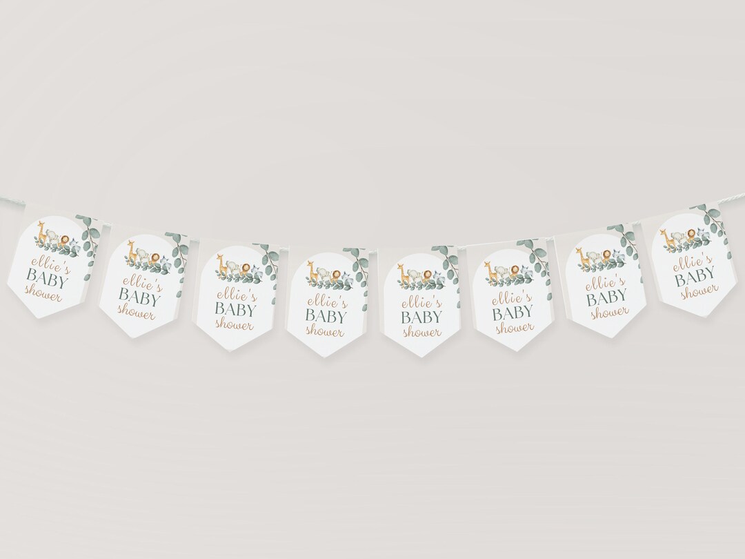 Safari Animals Baby Shower Bunting, Baby Shower, Safari Baby Theme