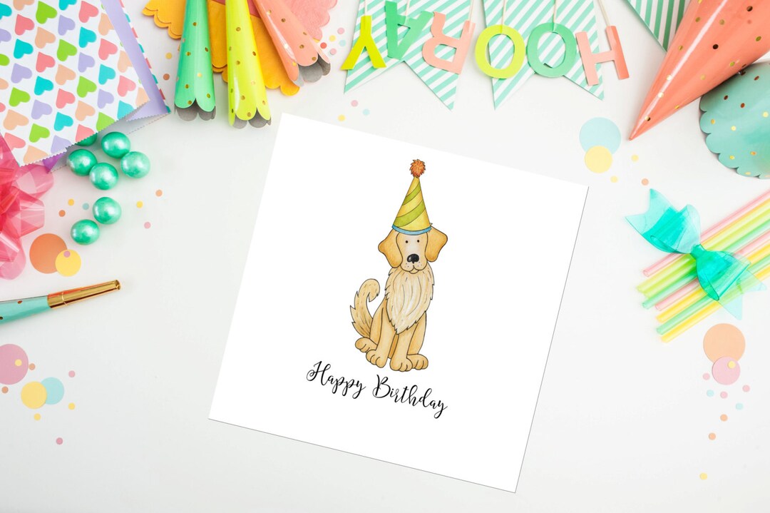 Golden Retriever Birthday Card - Etsy