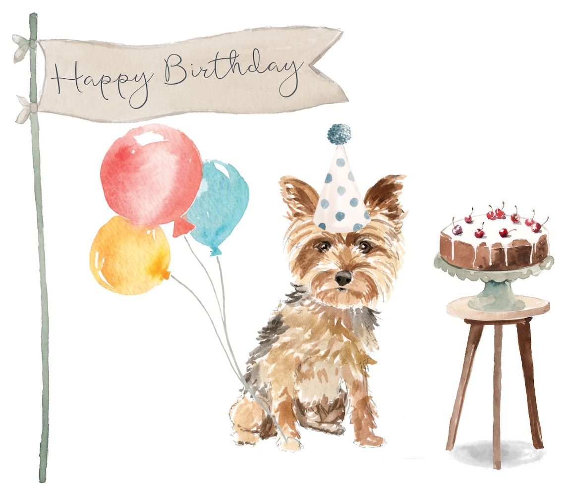 Yorkshire Terrier Birthday Card Etsy UK