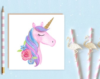 Unicorn Greeting Card - unicorn birthday card - unicorn blank greeting card - unicorn - ideal card for unicorn lovers