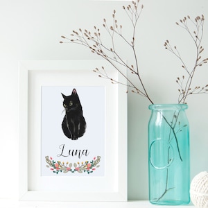 Cat Pet Portrait Ideal Christmas Gift for Cat Lovers secret santa gift image 1