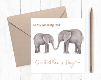 Elephant Father's Day Card - Father's day card - Card for Dad - Card for Grandad  - Card for Step dad