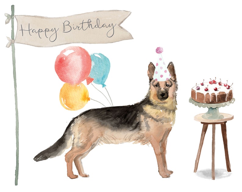 German Shepherd Birthday Card Etsy