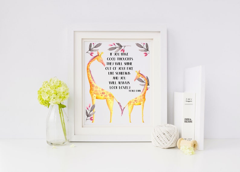 Roald Dahl Giraffe Art Print Christening Gift Giraffe | Etsy UK