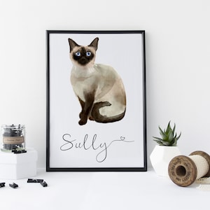 Siamese Cat Portrait - Ideal Christmas Gift for Cat Lovers - Siamese Cat - secret santa gift