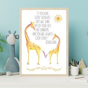 Roald Dahl Giraffe Art Print Christening Gift Giraffe Print Roald Dahl ...