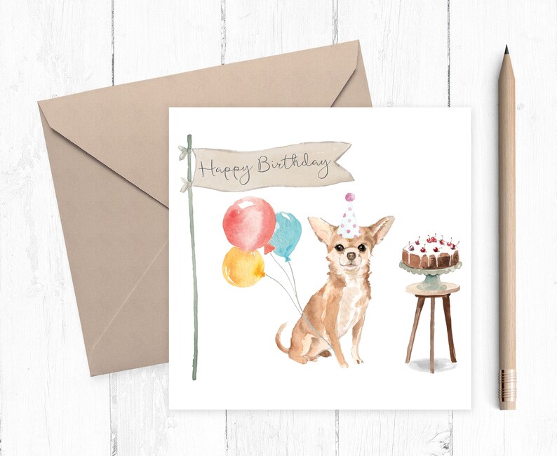 Chihuahua Birthday Card Chihuahua Card Chihuahua | Etsy