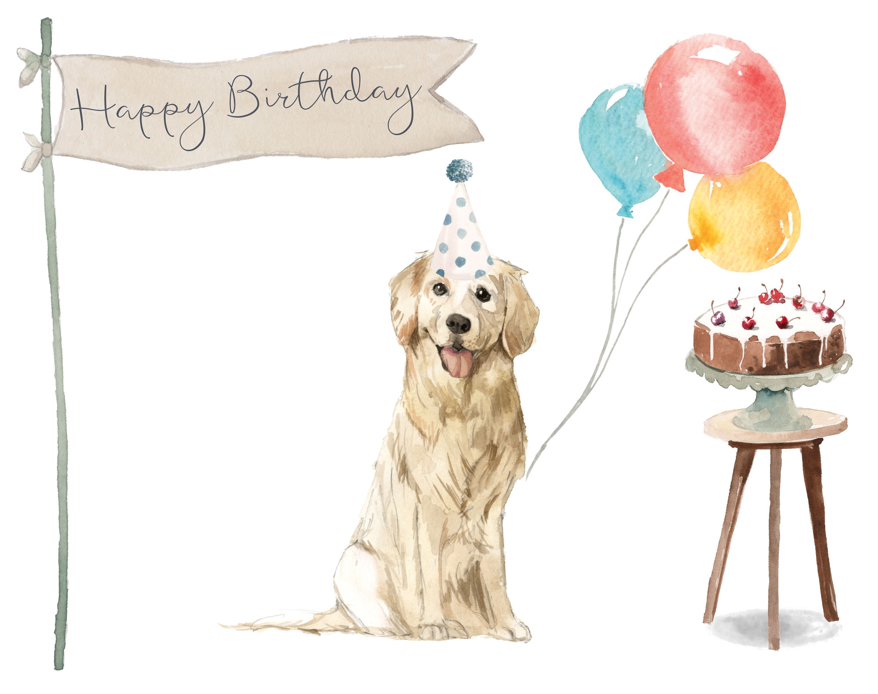 Golden Retriever Birthday Card | Etsy
