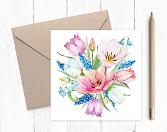 Spring Bouquet Mother's Day Card - Mother's day Card - Card for nanna - card for grandma - card for Step Mum