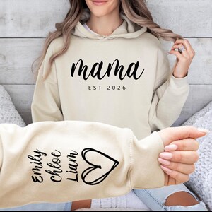 Custom Mama Sweatshirt: Personalized Mom Hoodie with Kids’ Names Pullover