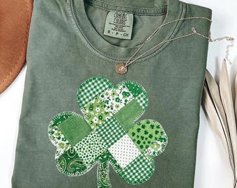 Comfort Colors Shamrock Tee: Faux Patchwork St. Patrick's Day Shirt