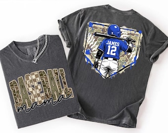 Personalized Baseball Mom Comfort Colors Shirt: Custom Camo Pattern Tshirt Sports Fan