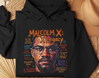 Malcolm X Hoodie: Justice Unity Pullover, Black History Month