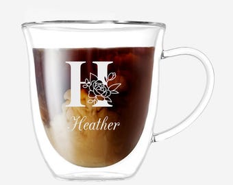 Personalized Monogrammed JoyJolt Serene Double Wall Insulated Glass, 13.5oz