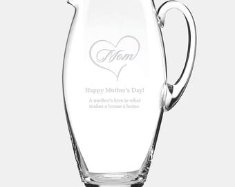 Personalized Mom Heart Lenox Tuscany Classics Contemporary Pitcher, 80oz