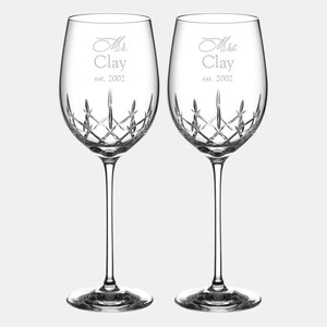 Personalized Mr. & Mrs. Diamante Classic Red Wine Glass Pair, 15.2oz