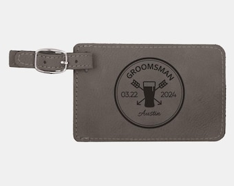 Personalized Groomsman Leatherette Luggage Tag
