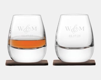 Personalized LSA WHISKY Islay Tumbler & Walnut Coaster Pair, 8.5oz