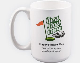 Personalized Best Dad By Par Ceramic Mug, Golf Lover Gift