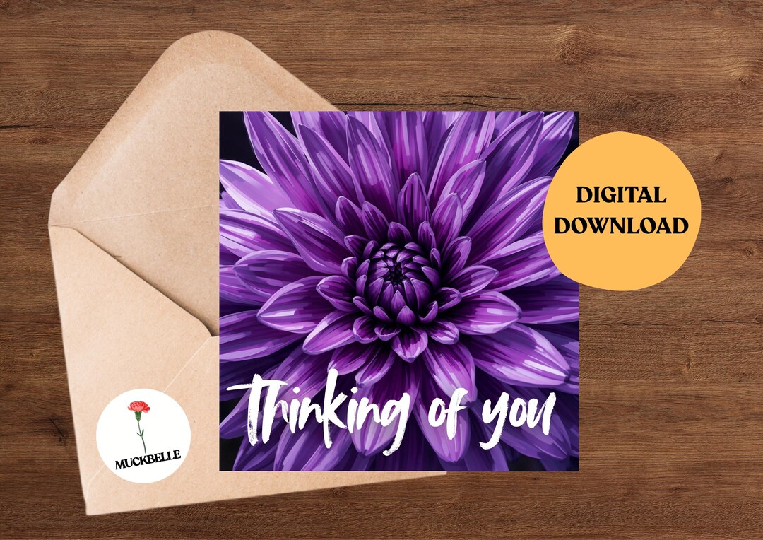 Thinking of You Floral Card - Printable Greeting Card - Etsy