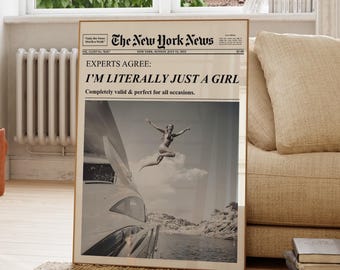 Trendy Zeitungsdruck, New York, Wandkunst (Digitaler Download)