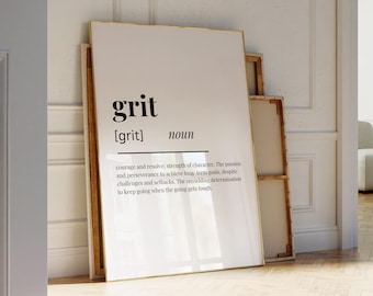 Grit Definition Print,  Inspirational Office Decor (Digital Download)