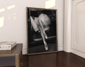 Ballerina Legs Wall Art, Black and White Ballet Print, Vintage Car Photo, Fashion Poster, Urban Aesthetic, Digital Download