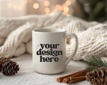 Winter Mug Mockup 11 oz Ceramic Mug Mockup White Coffee Mug Christmas Winter Holiday Xmas Hygge Mockups Mug Mockup 15 oz Mug Mockup POD jpeg