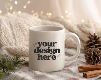 Winter Mug Mockup 11 oz Ceramic Mug Mockup White Coffee Mug Christmas Winter Holiday Xmas Hygge Mockups Mug Mockup 15 oz Mug Mockup POD jpeg