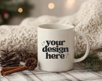 Winter Mug Mockup 11 oz Ceramic Mug Mockup White Coffee Mug Christmas Winter Holiday Xmas Hygge Mockups Mug Mockup 15 oz Mug Mockup POD jpeg