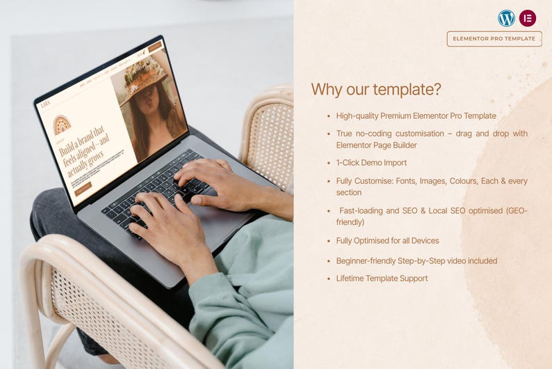 Lara WordPress Elementor Template | Boho Website Kit for Coaches bild 3