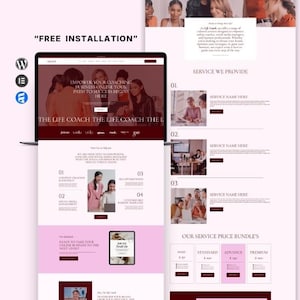 Kit de Templates WordPress Elementor para Lifecoach - Estilo Boho | Site de Coaching Feminino para Prestadora de Serviços Criativos e Assistente Virtual