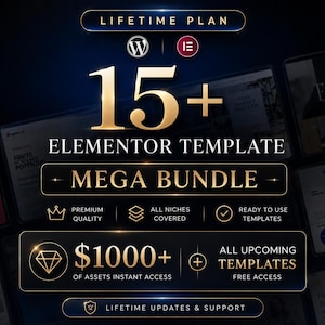 15+ WordPress Website Templates, Elementor Template Kit Bundle, No Code Website Design (Lifetime Plan)