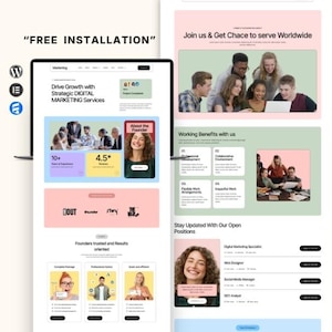 マーケティング - デジタルマーケティング代理店向けElementorテンプレート | ソーシャルメディアマネージャー向けウェブサイト | SMM代理店向けウェブデザインキット