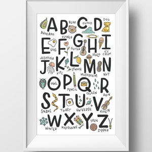 Alphabet Wall Art Print for Nursery Playroom Children&#39;s Room - 11x17