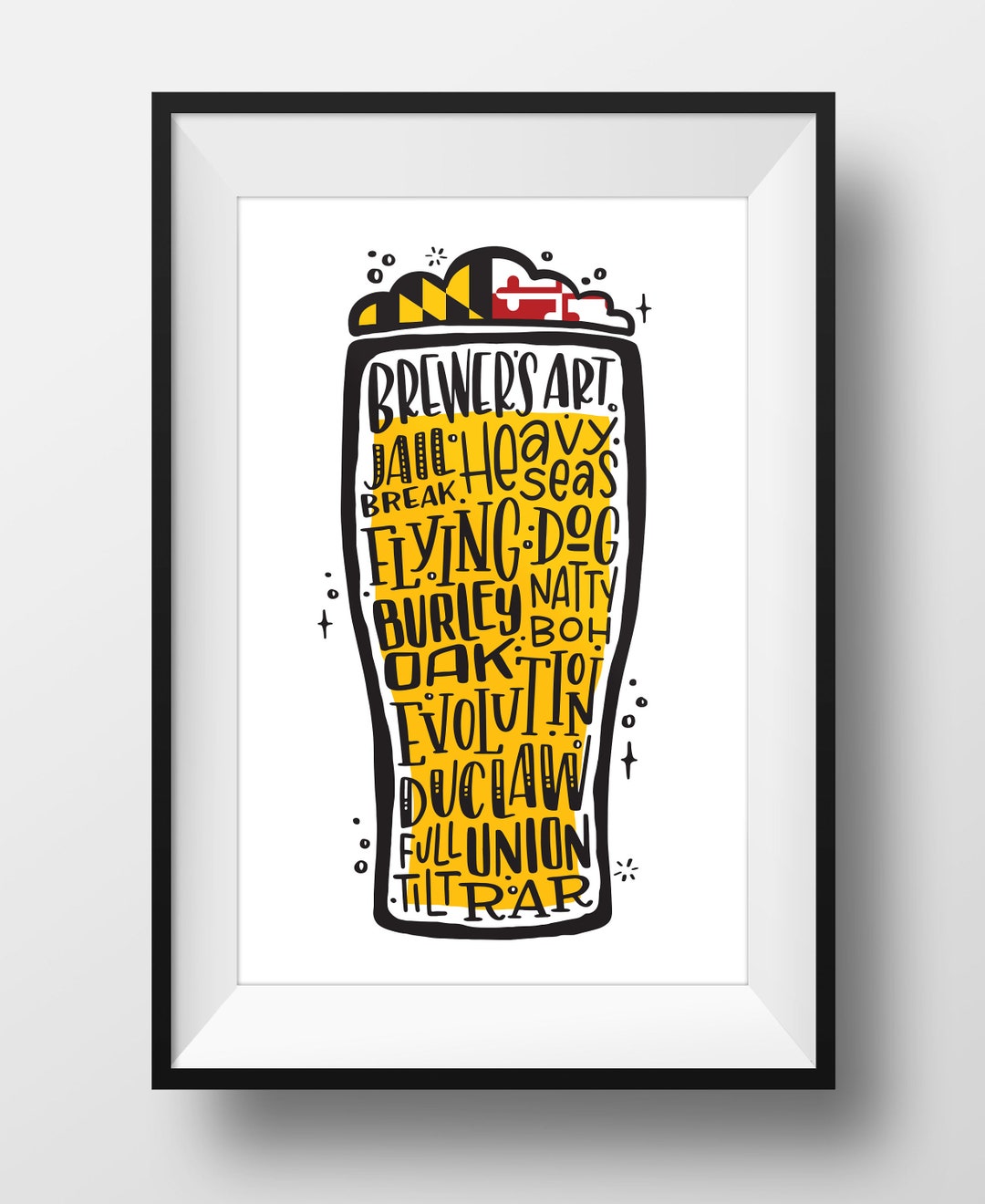 Maryland Craft Beer Lettering Wall Art Poster Print - 11x17 - Etsy