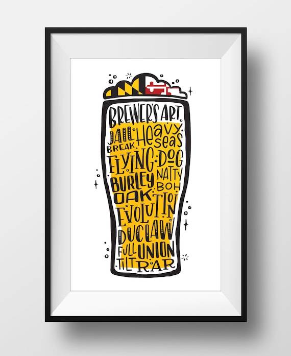 Maryland Craft Beer Lettering Wall Art Poster Print 11x17 - Beer Wall Artwork Maryland Craft Beer Lettering Wall Art Poster Print 11x17 - Beer Wall Artwork