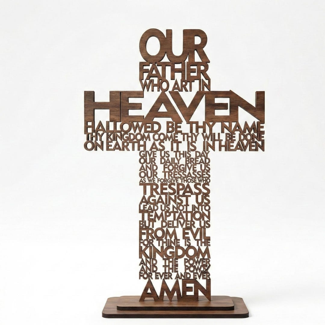 Laser Cut the Lord’s Prayer Cross SVG DXF CDR Files | Christian| Cnc ...