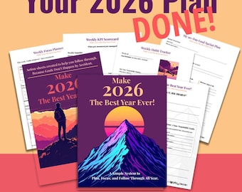 Make 2026 Your Best Year Ever - 2026 Goal Planning Bundle | Vision, Weekly Planner, Habit Tracker, KPI's, 90-Day Sprint | Digital Download