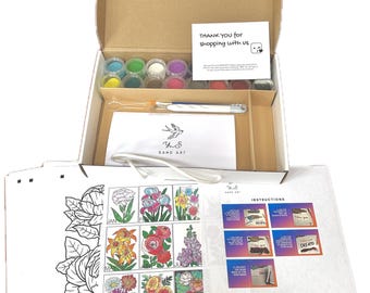Kit de arte con arena "Flores de los Meses" / Regalo para manualidades