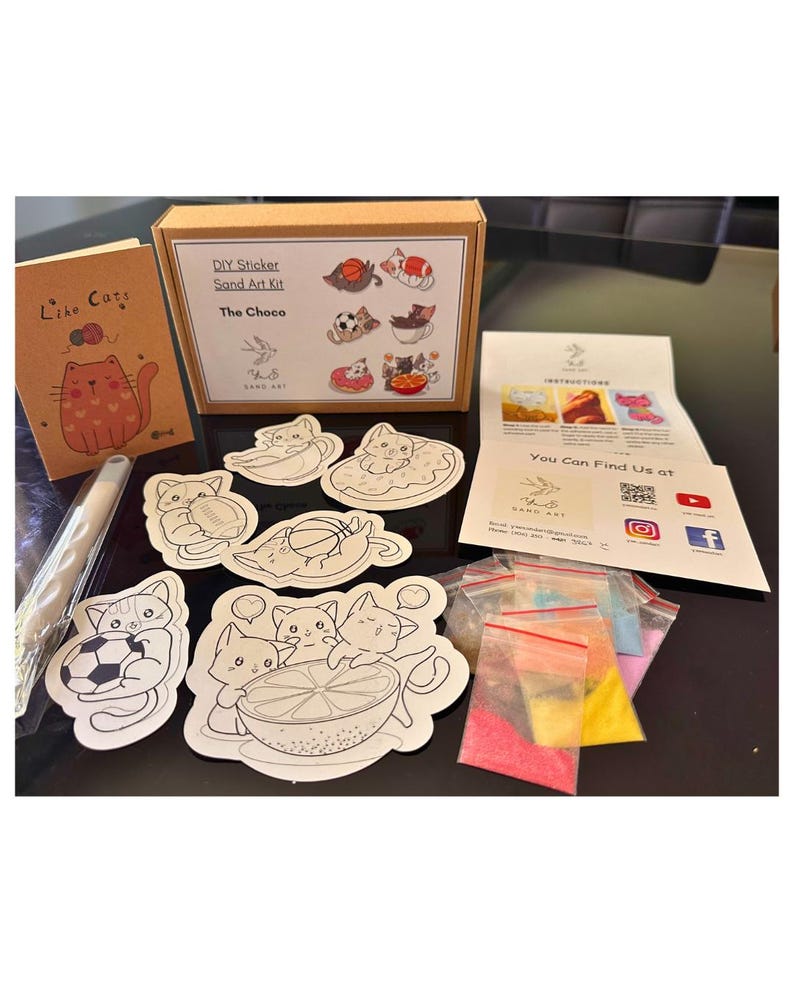 Kit de pegatinas de arte en arena Choco Kitty / Regalo para manualidades imagen 1