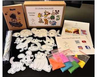 Criaturas coloridas - Kit de pegatinas para arte con arena / Kit de manualidades