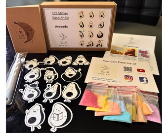Aguacate - Kit de pegatinas de arte con arena para manualidades / Regalo para manualidades