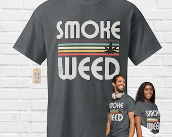 Smoke Weed T Shirt Retro Cannabis Tee Vintage Stoner Shirt 420 Graphic Unisex Streetwear Gift